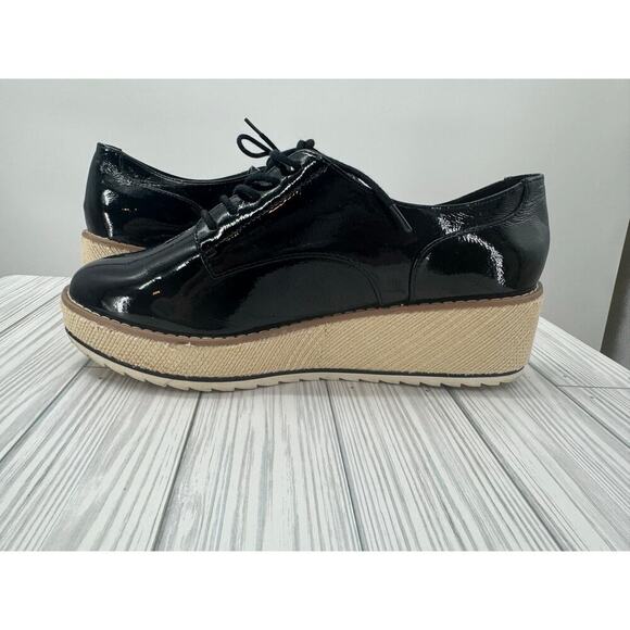 Call It Spring Vegan Aria Glossy Y2K Oxford‎ Chunky Heel Black Shoes Size 8.5 - Picture 3 of 10